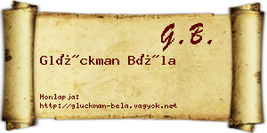 Glückman Béla névjegykártya